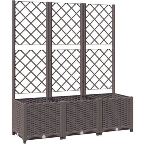 vidaXL Pflanzkübel mit Rankgitter Braun 120x40x136 cm PP