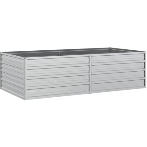 vidaXL Garden Raised Bed 160x80x45 cm Galvanized Steel Silver