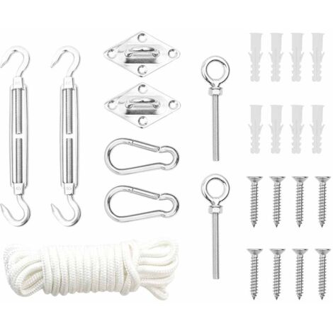 vidaXL Set von Sonnensegel-Zubehör 9 Stück Edelstahl