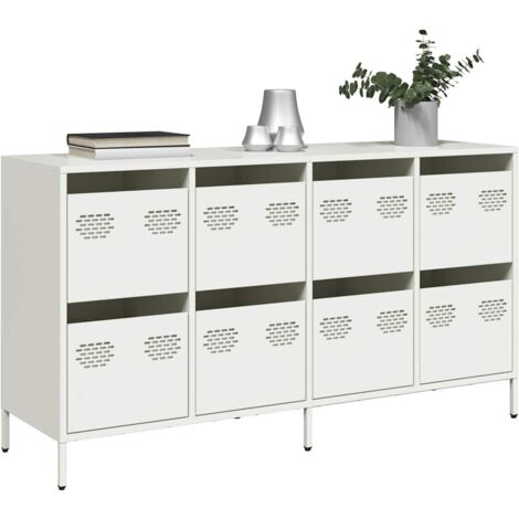 vidaXL Sideboard Weiß 135x39x73,5 cm Kaltgewalzter Stahl