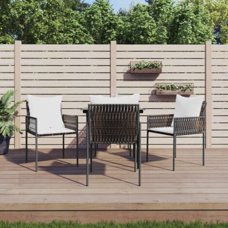 vidaXL Garden Chairs with Cushions 4 pcs Brown 54x61x83 cm Poly Rattan