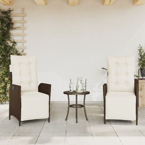 vidaXL Gartenliegestühle 2er Set mit Fußablage aus Rattan