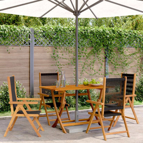 vidaXL Reclining Folding Chairs 4 pcs Black Solid Wood Acacia
