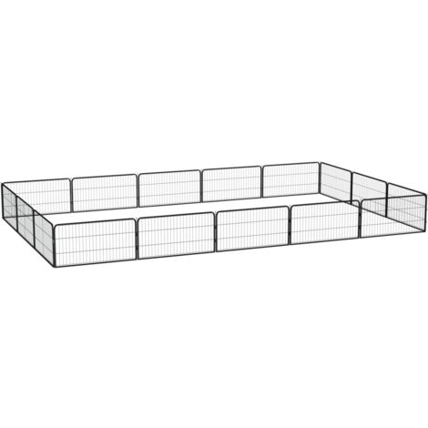 vidaXL 16-tlg. Hundelaufstall Schwarz 100x50cm Stahl Pulverbeschichtet