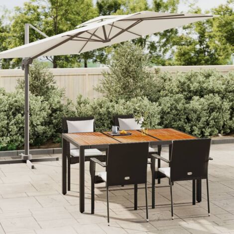 vidaXL 5-tlg. Garten-Essgruppe mit Kissen Schwarz Poly Rattan