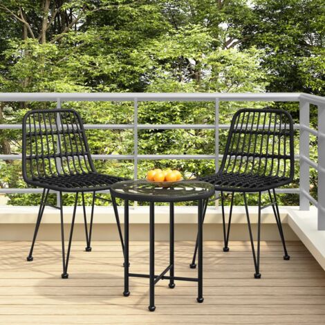 vidaXL Garden Chairs 2 pcs Black 48x62x84 cm PE Rattan (1/5)