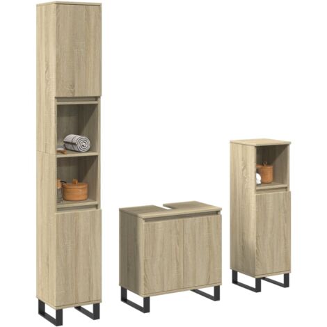 vidaXL 3-tlg. Badmöbel-Set Sonoma-Eiche Holzwerkstoff (1/5)