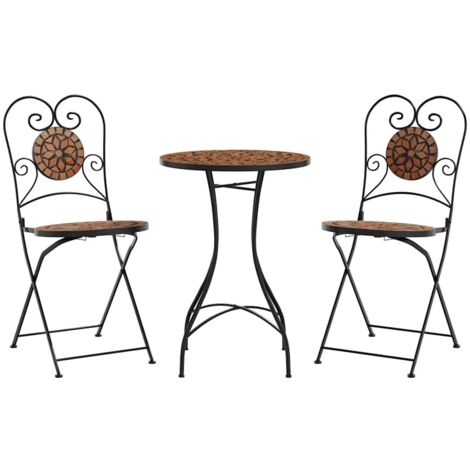 vidaXL Mosaic Bistro Set Terracotta Iron and Ceramic (1/5)