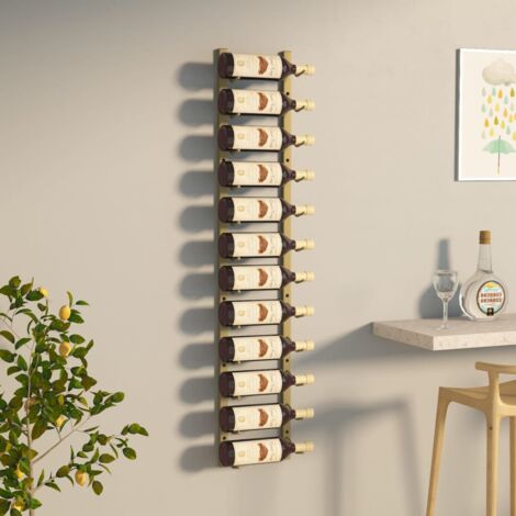 vidaXL Wandweinregal in Gold für 12 Flaschen aus Eisen