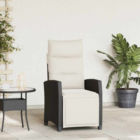 Gartensessel mit Beistelltisch Verstellbar Schwarz Poly Rattan vidaXL
