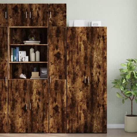 vidaXL Slim Storage Cabinet Smoked Oak 30x42,5x225 cm Engineered Wood