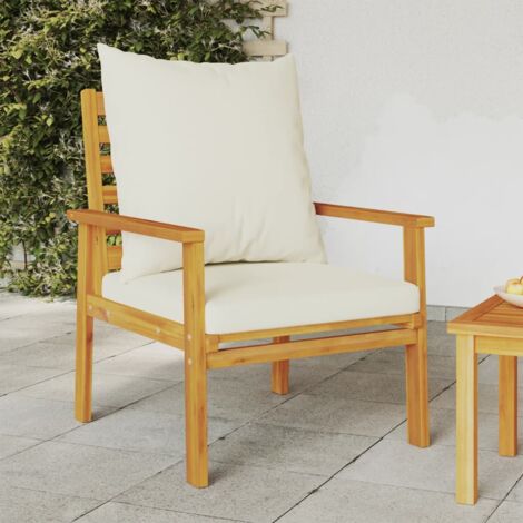 Gartenstuhl Set von 2 mit Kissen aus massivem Akazienholz