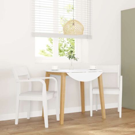 vidaXL Dining Chairs 2 pcs White Solid Wood Rubber