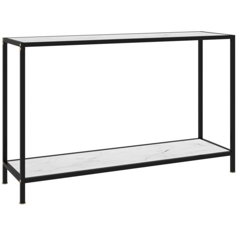 vidaXL Console Table White 120x35x75 cm Tempered Glass