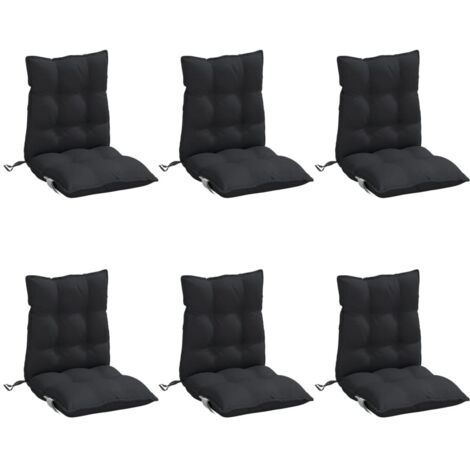 vidaXL Lowback Chair Cushions 6 pcs Black Oxford Fabric