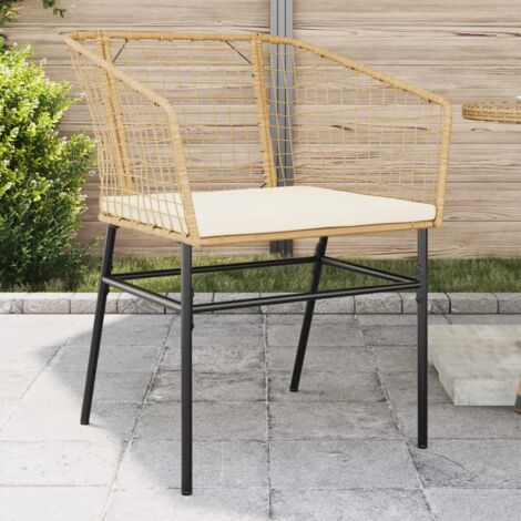vidaXL Garden Chairs 2 pcs with Cushions Brown Poly Rattan