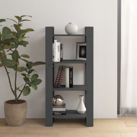 vidaXL Bibliothek Grau 60x35x125 cm Massivholz