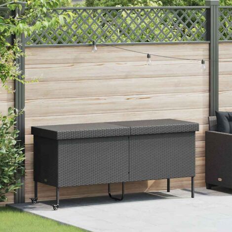 vidaXL Garden Storage Box with Wheels Black 160x55x75 cm Poly Rattan (1/5)