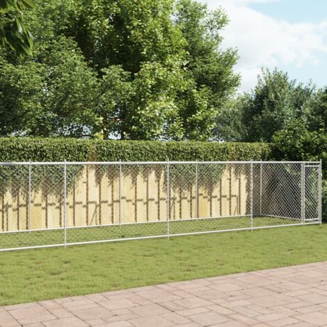 vidaXL Dog Cage with Door Grey 12x2x1,5 m Galvanised Steel