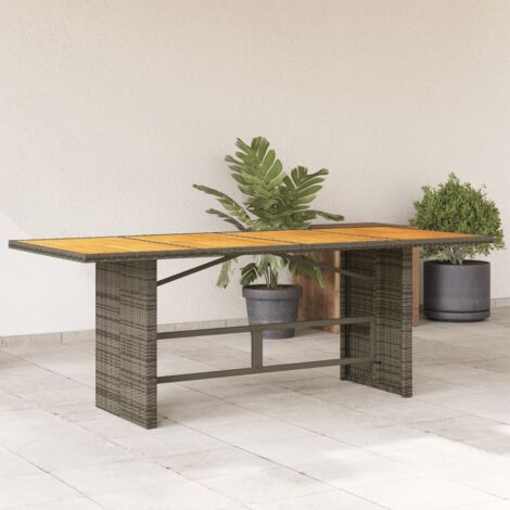 Gartentisch mit Akazienholz-Platte Grau 190x80x75cm Poly Rattan vidaXL (1/5)
