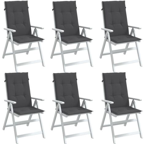 vidaXL Highback Chair Cushions 6 pcs Melange Anthracite 120x50x4 cm Fabric