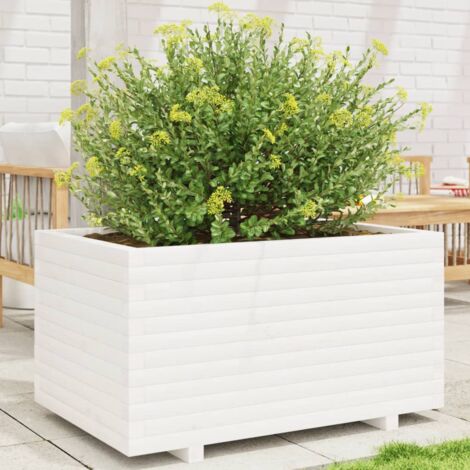 vidaXL Garden Planter White 90x60x49,5 cm Solid Wood Pine