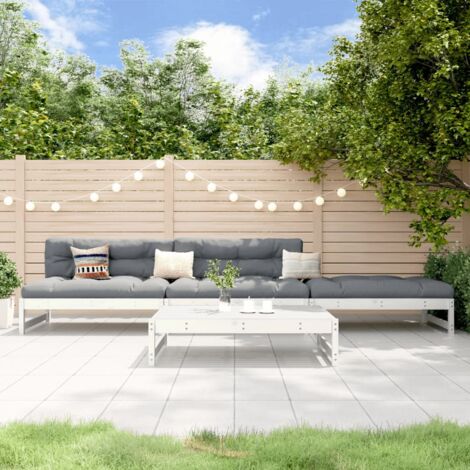 vidaXL 4-tlg. Garten-Lounge-Set Weiß Massivholz Kiefer