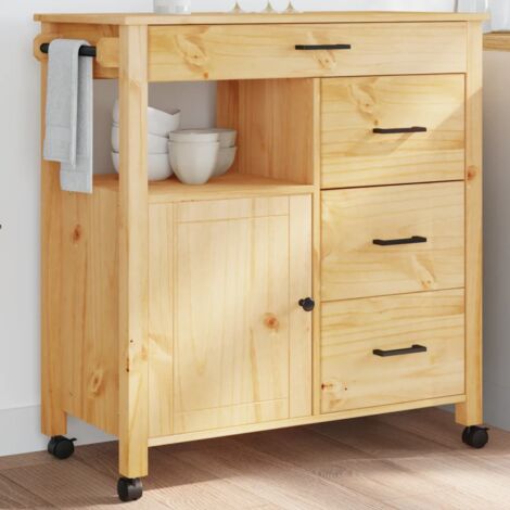 vidaXL Kitchen Trolley "MONZA" 84x40x88,5 cm Solid Wood Pine