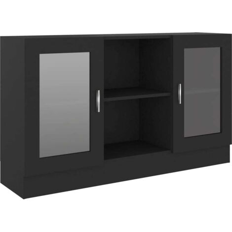 vidaXL Vitrine Schwarz 120x30,5x70 cm Holzwerkstoff