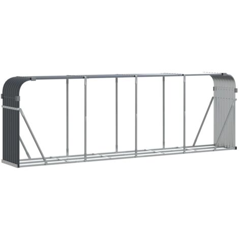 vidaXL Log Holder Anthracite 300x45x100 cm Galvanised Steel