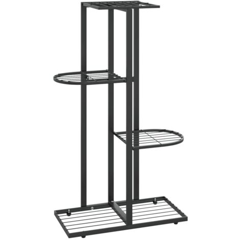 vidaXL 4-Floor Flower Stand 43x22x76 cm Black Metal