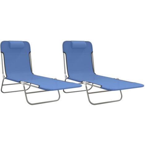 vidaXL Faltliegestühle Set von 2 blau Textilene und Stahl