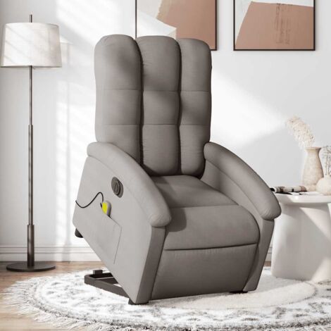 vidaXL Electric Stand up Massage Recliner Chair Taupe Fabric
