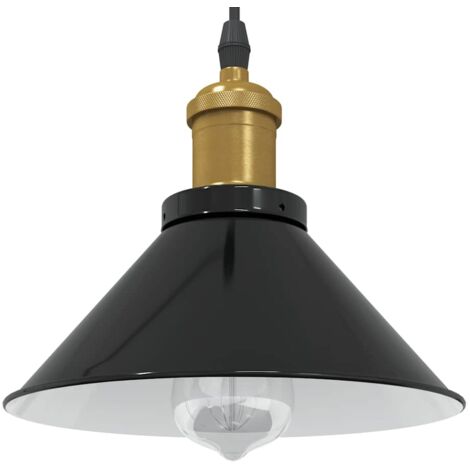 vidaXL Pendant Lamp Height Adjustable E27 Gloss Black Ø 22 cm Metal (1/5)