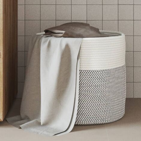 Aufbewahrungskorb Grau und Weiß Ø40x35 cm Baumwolle vidaXL