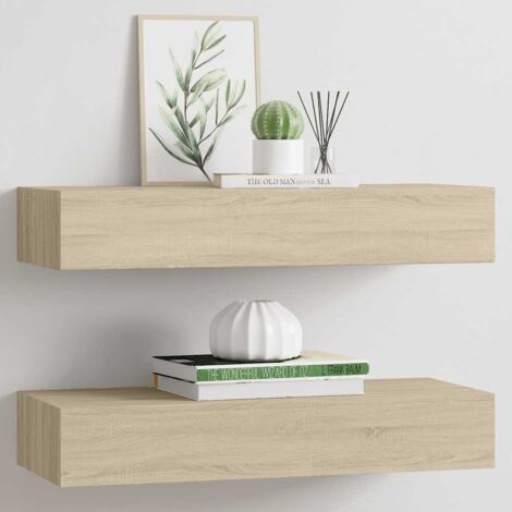 vidaXL Wall-mounted Drawer Shelves 2 pcs Oak 60x23,5x10cm MDF