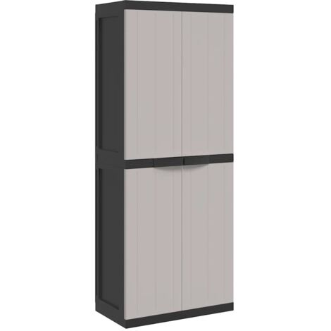 Gartenschrank Grau und Schwarz 65x37x165 cm PP vidaXL