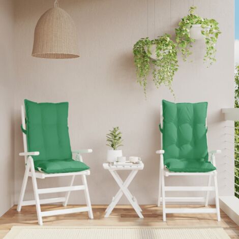 vidaXL Highback Chair Cushions 2 pcs Green Oxford Fabric