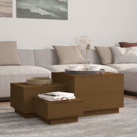 vidaXL Storage Boxes with Lids 3 pcs Honey Brown Solid Wood Pine (1/5)