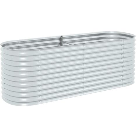 vidaXL Garden Raised Bed 240x80x81 cm Galvanised Steel Silver