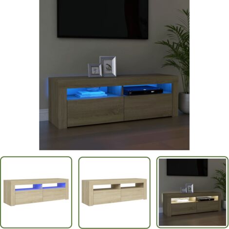 vidaXL TV Cabinet with LED Lights Sonoma Oak 120x35x40 cm