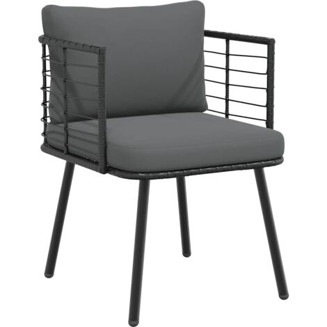 vidaXL Garden Chair with Cushions Black Poly Rattan