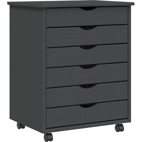 vidaXL Rolling Cabinet with Drawers MOSS Grey Solid Wood Pine