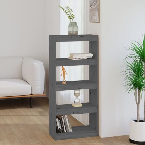 vidaXL Book Cabinet/Room Divider Grey 60x30x135,5 cm Solid Wood Pine