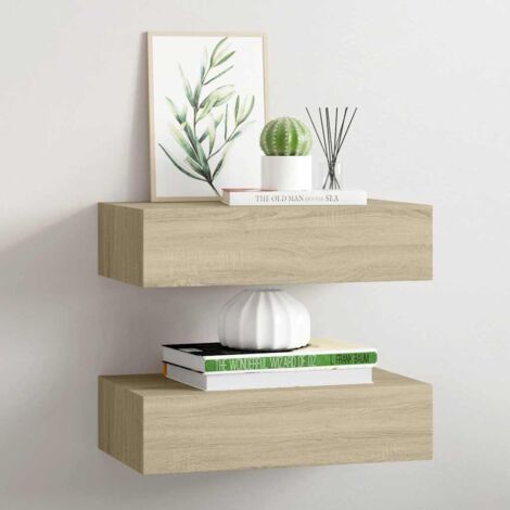 vidaXL Wall-mounted Drawer Shelves 2 pcs Oak 40x23,5x10cm MDF