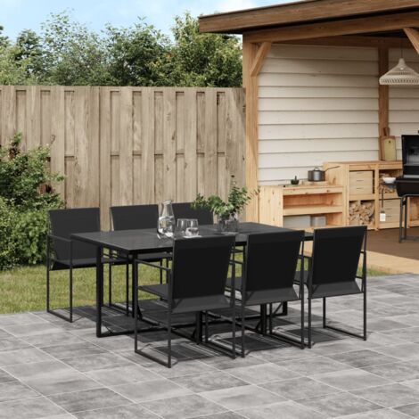 7-tlg. Garten-Essgruppe Schwarz Textilene vidaXL489617