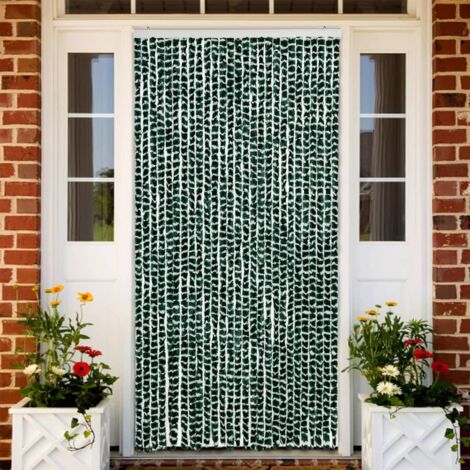 vidaXL Fly Curtain Green and White 118x220 cm Chenille (1/5)