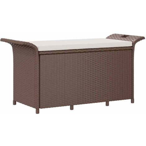 vidaXL Gartenbank mit Kissen braun 116x46x57 cm Rattan