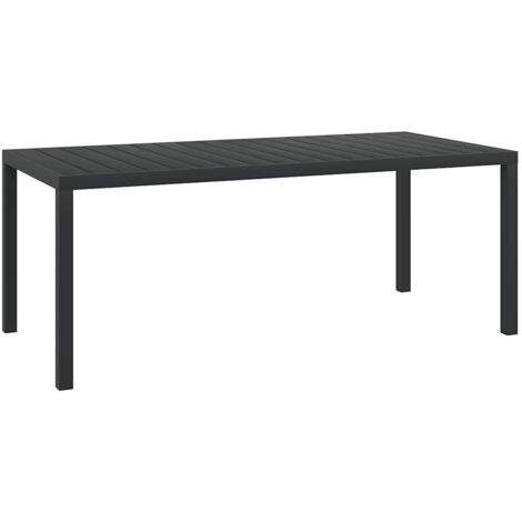 vidaXL Gartentisch Schwarz 185x90x74 cm Aluminium und WPC