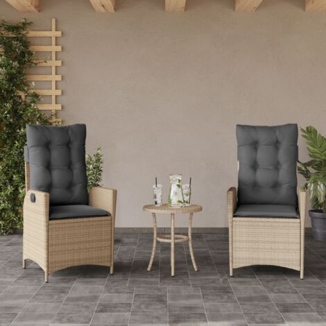 Gartenliegestühle Set von 2 mit Kissen aus geflochtener Kunstfaser